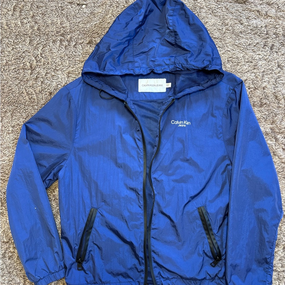 Calvin Klein Jeans Blue Raincoat with Hood